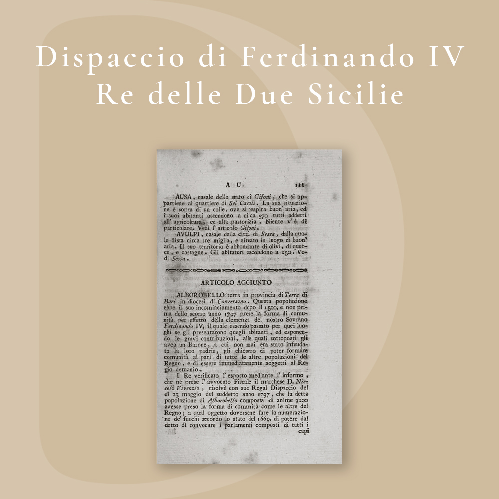 Dispaccio di Ferdinando IV Re delle Due Sicilie